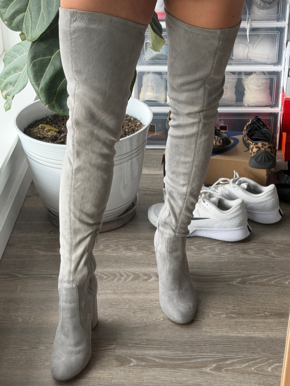 Tony Bianco suede thigh high boots